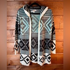 Say What? Black, Mint and Cream Geometric Cardigan